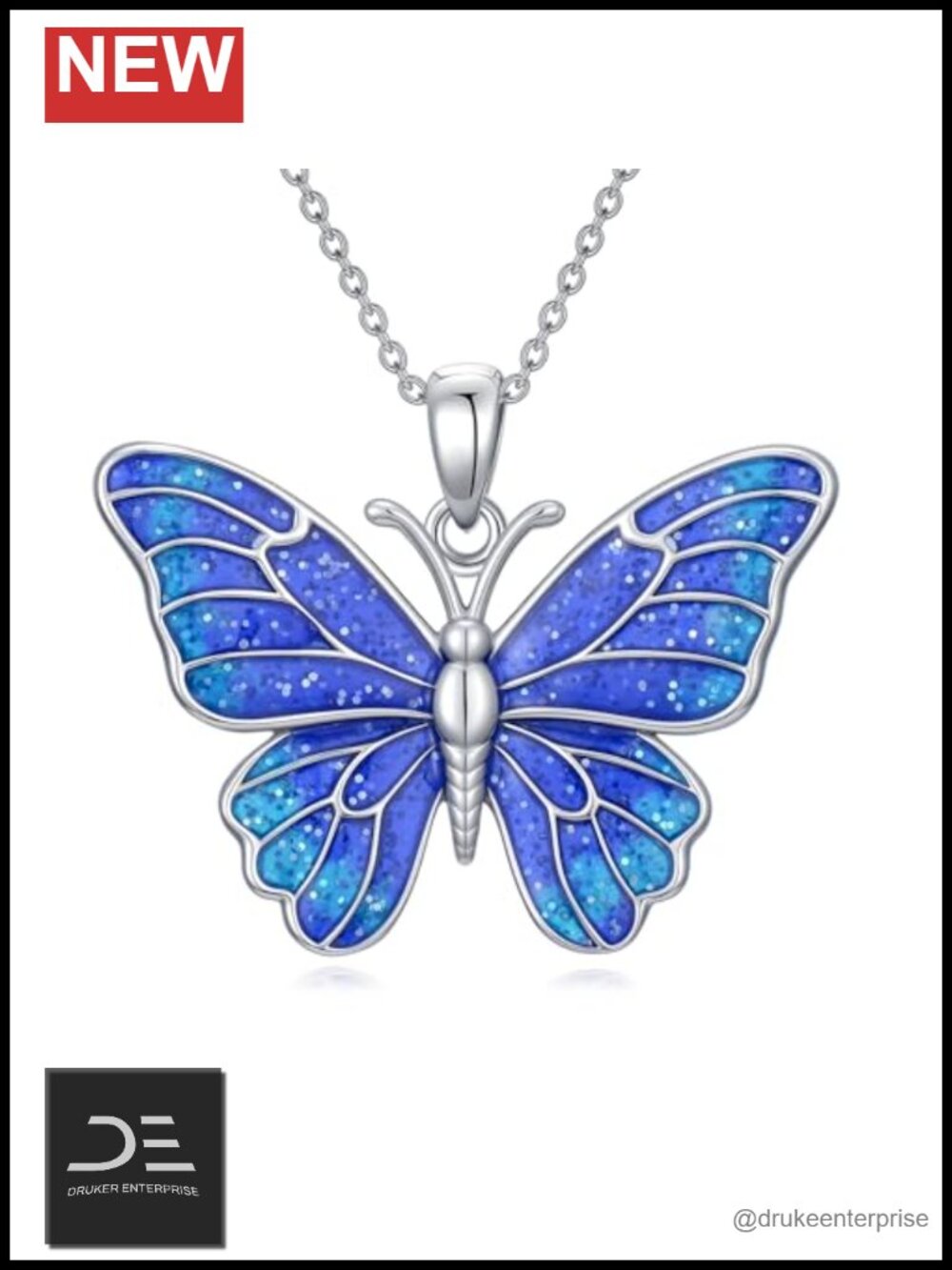 925 Sterling Silver Dainty Butterfly Pendant Necklace with CZ Adjustable Chain